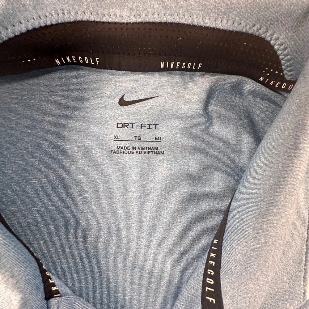 Nike Golf Mens Dri-FIT Polo Shirt Blue Heathered Short Sleeve VM Logo XL